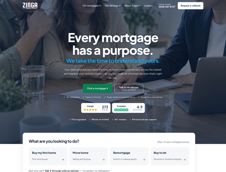 The Zinga homepage