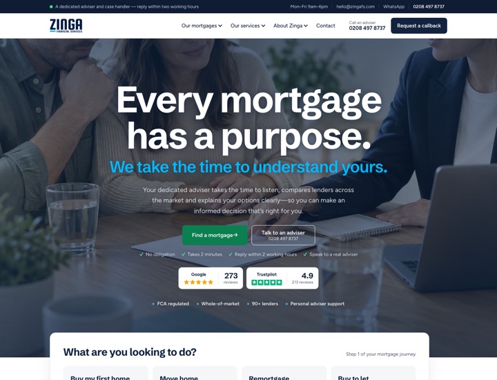 Preview of the homepage with a photo background