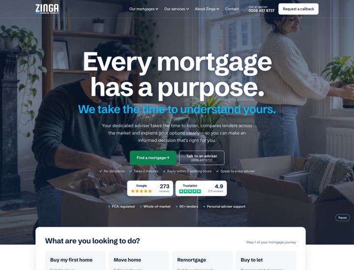 Preview of the homepage with the video running behind the menu